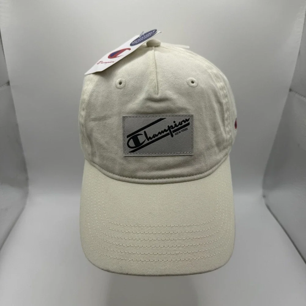 Champion Ivory Dad Hat Script Logo Adjustable Strap OS Cotton Cap 3HXFD1-280 NEW